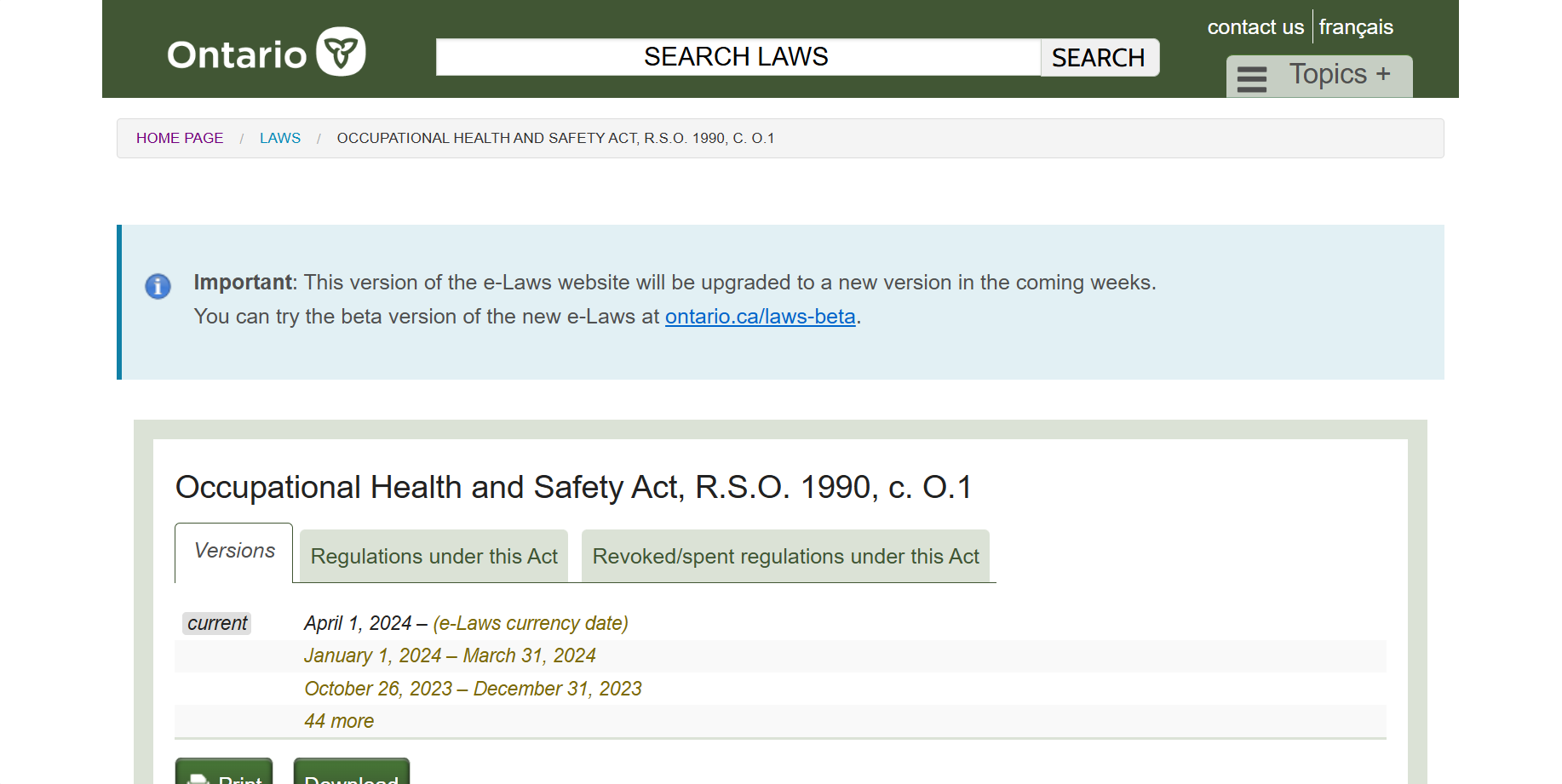 Occupational Health and Safety Act, Ontario